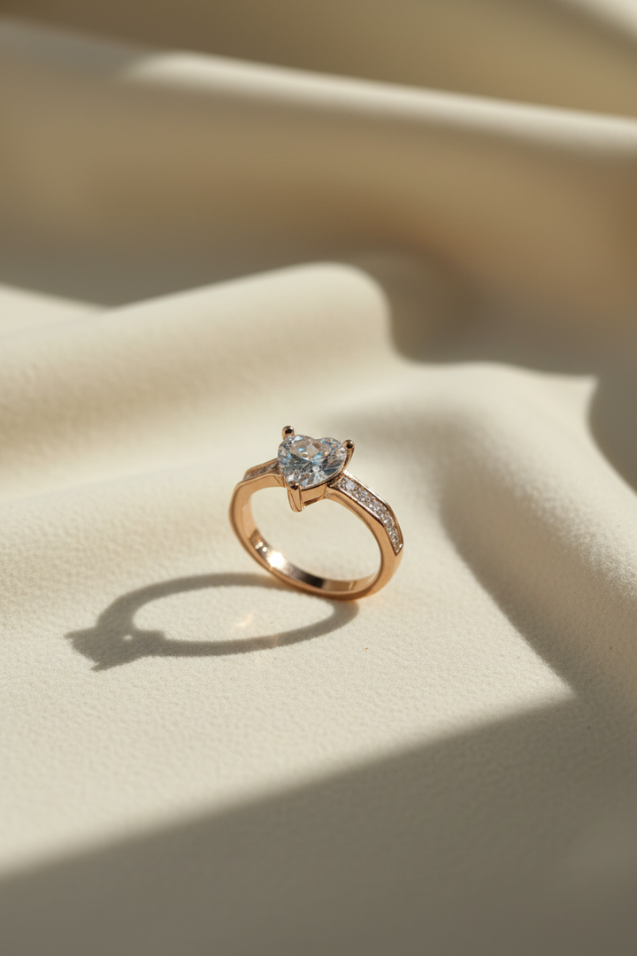 Silver B-Heart Ring (Rosegold)