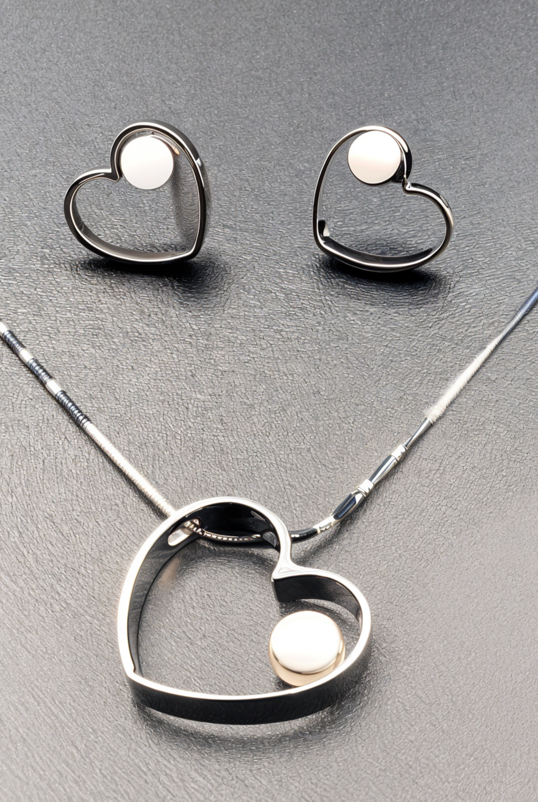 Black Silver Heart Set