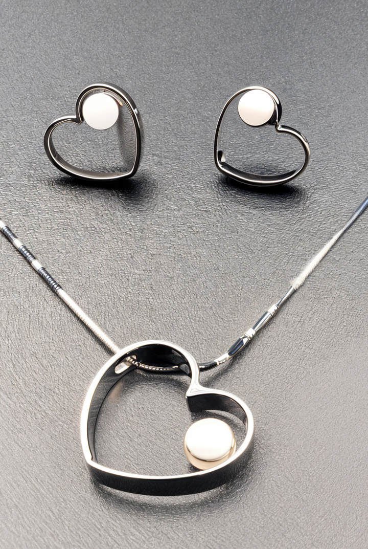 Black Silver Heart Set