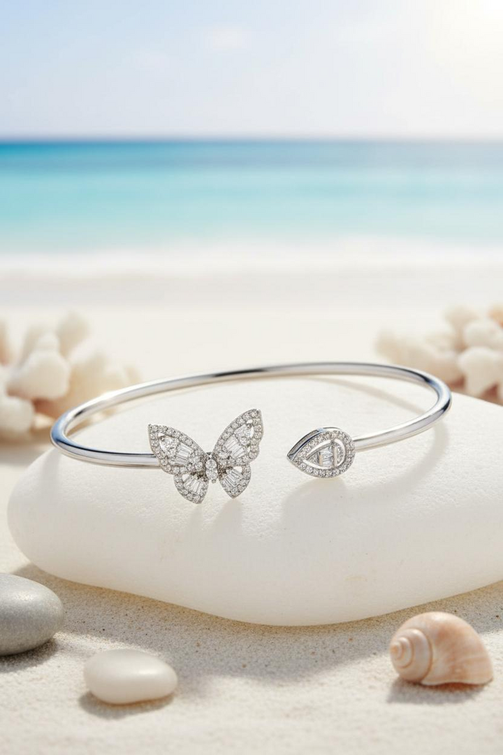 Silver Butterfly Drop Bracelet