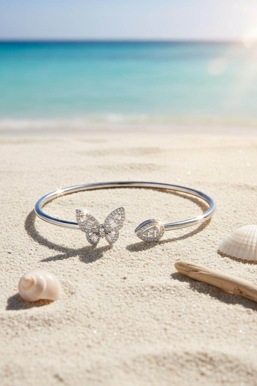 Silver Butterfly Drop Bracelet