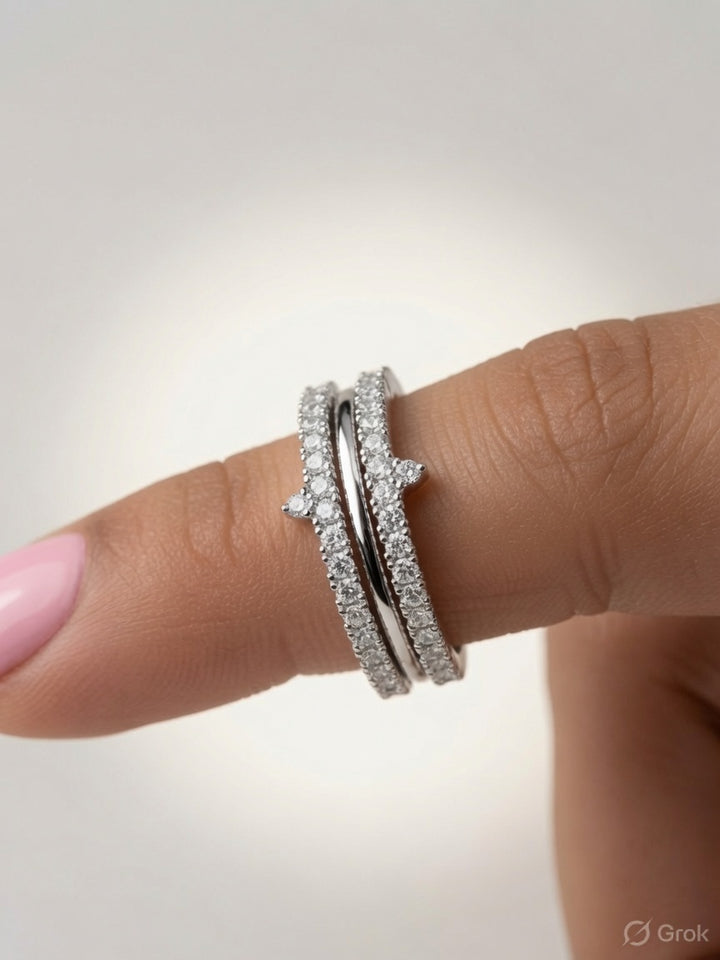 Silver Whisper of Love Stack Rings