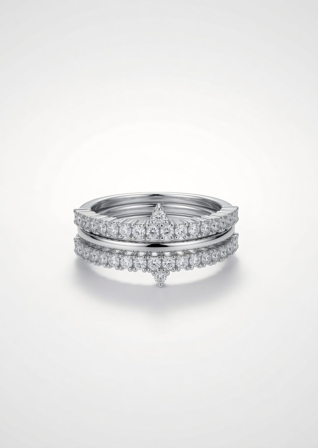 Silver Whisper of Love Stack Rings