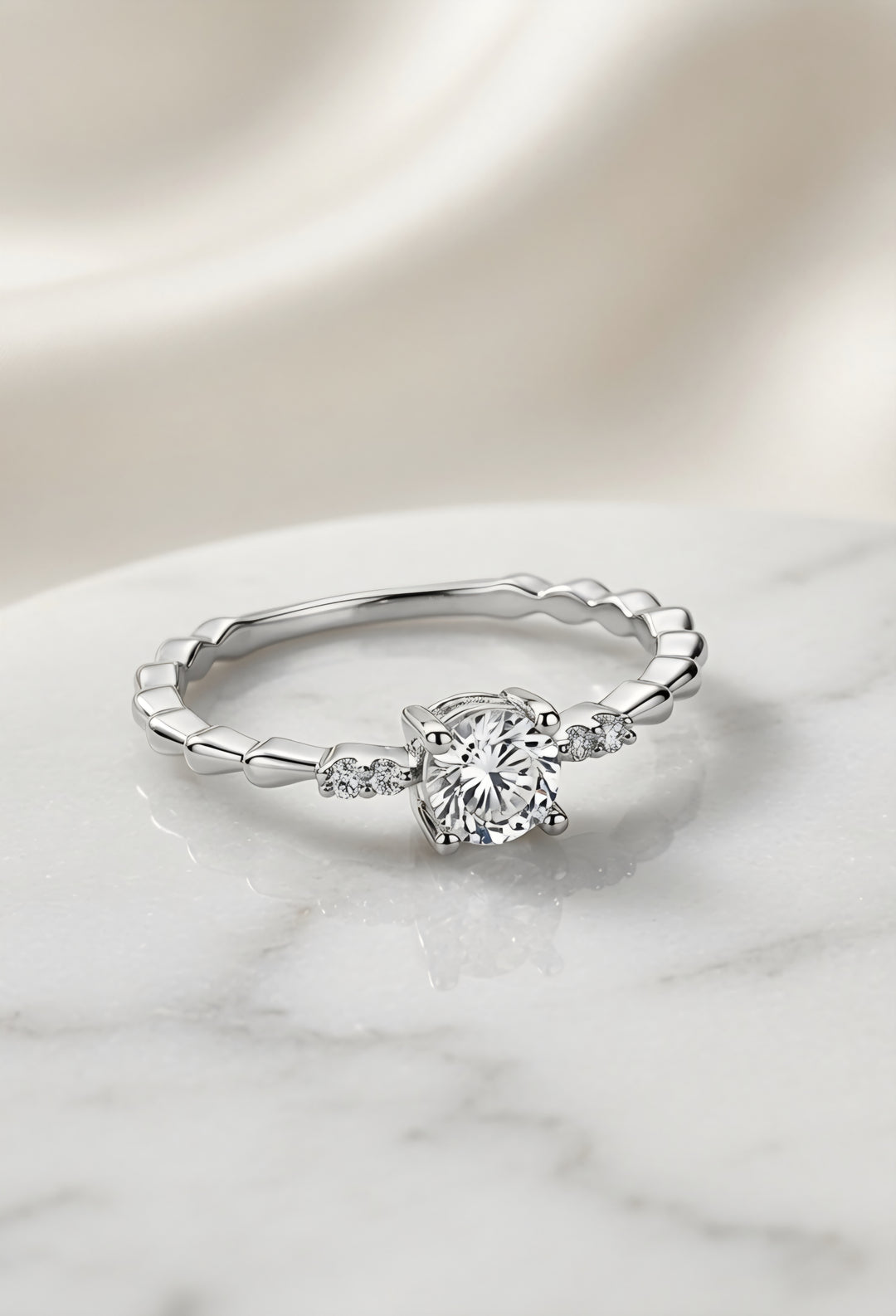 Silver Lunar Blossom Ring