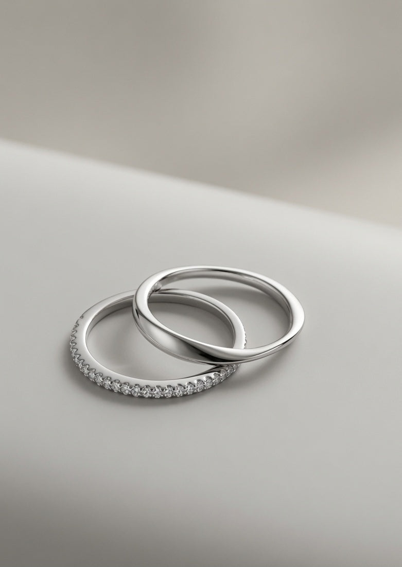 Silver Starlight Embrace Stack Rings