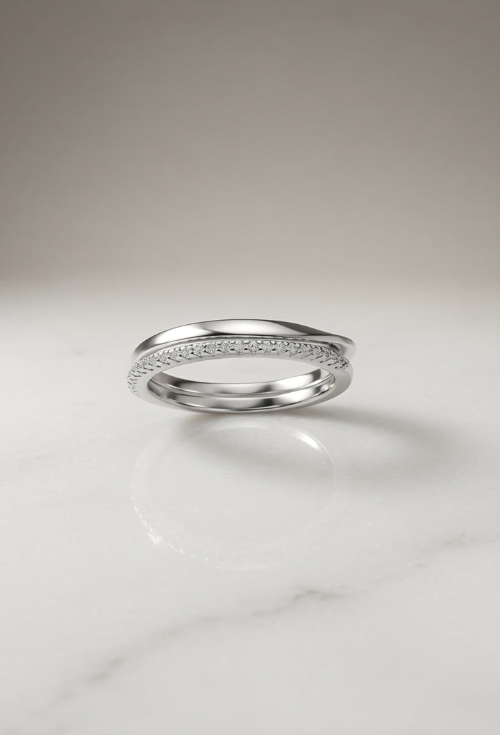 Silver Starlight Embrace Stack Rings