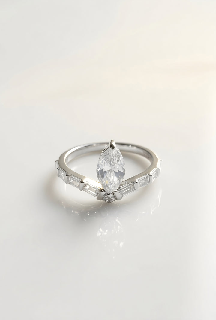 Silver Moonlit Grace Ring