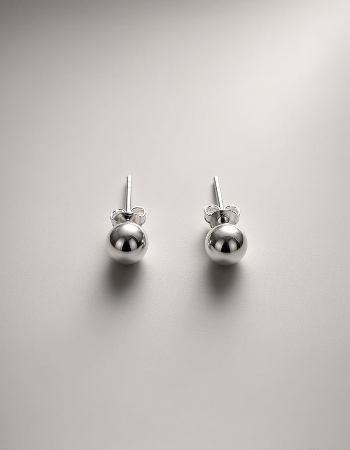925 Silver Plain Ball Stud Earrings
