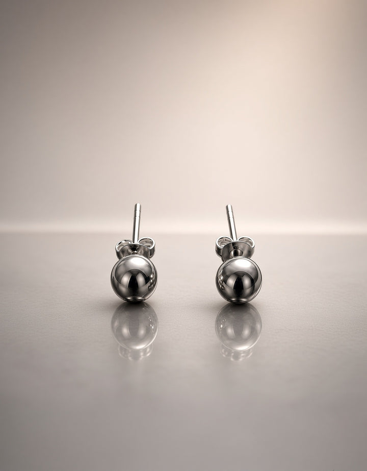 925 Silver Plain Ball Stud Earrings