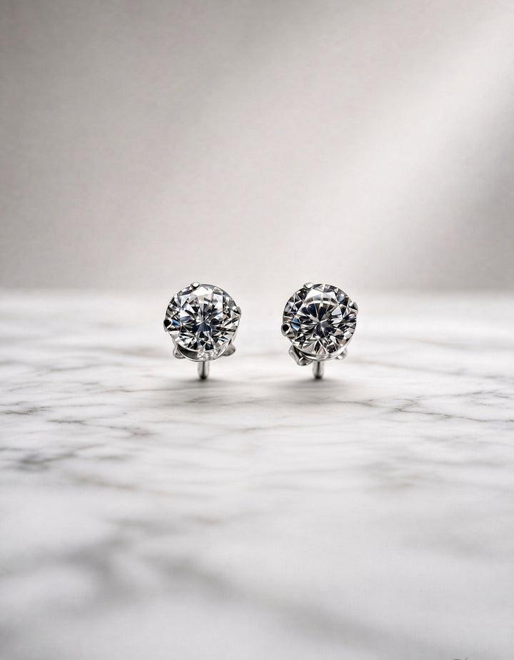925 Silver Diamond Stud Earrings