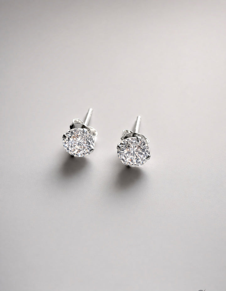 925 Silver Diamond Stud Earrings