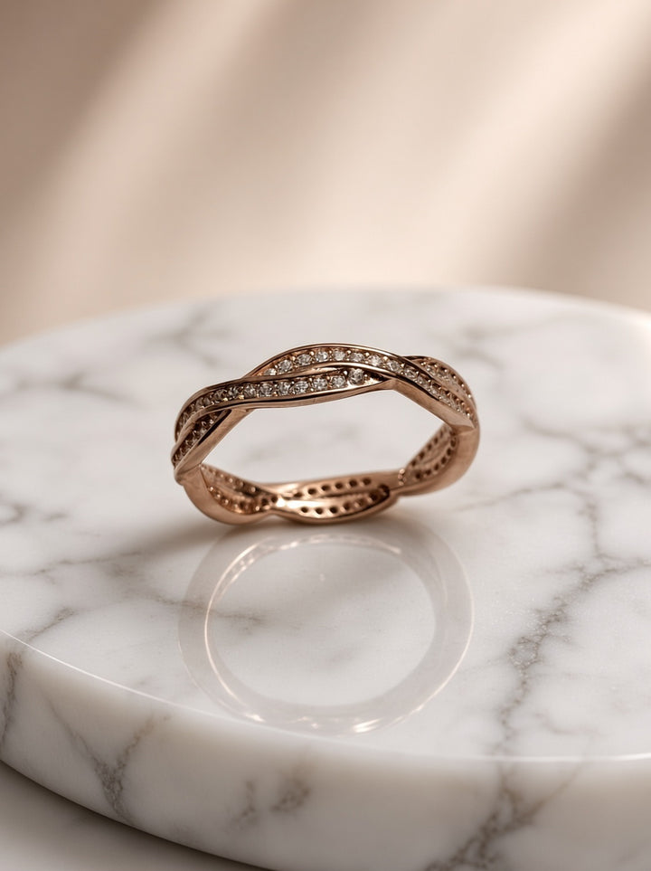 925 Silver Twister Ring (Rosegold)
