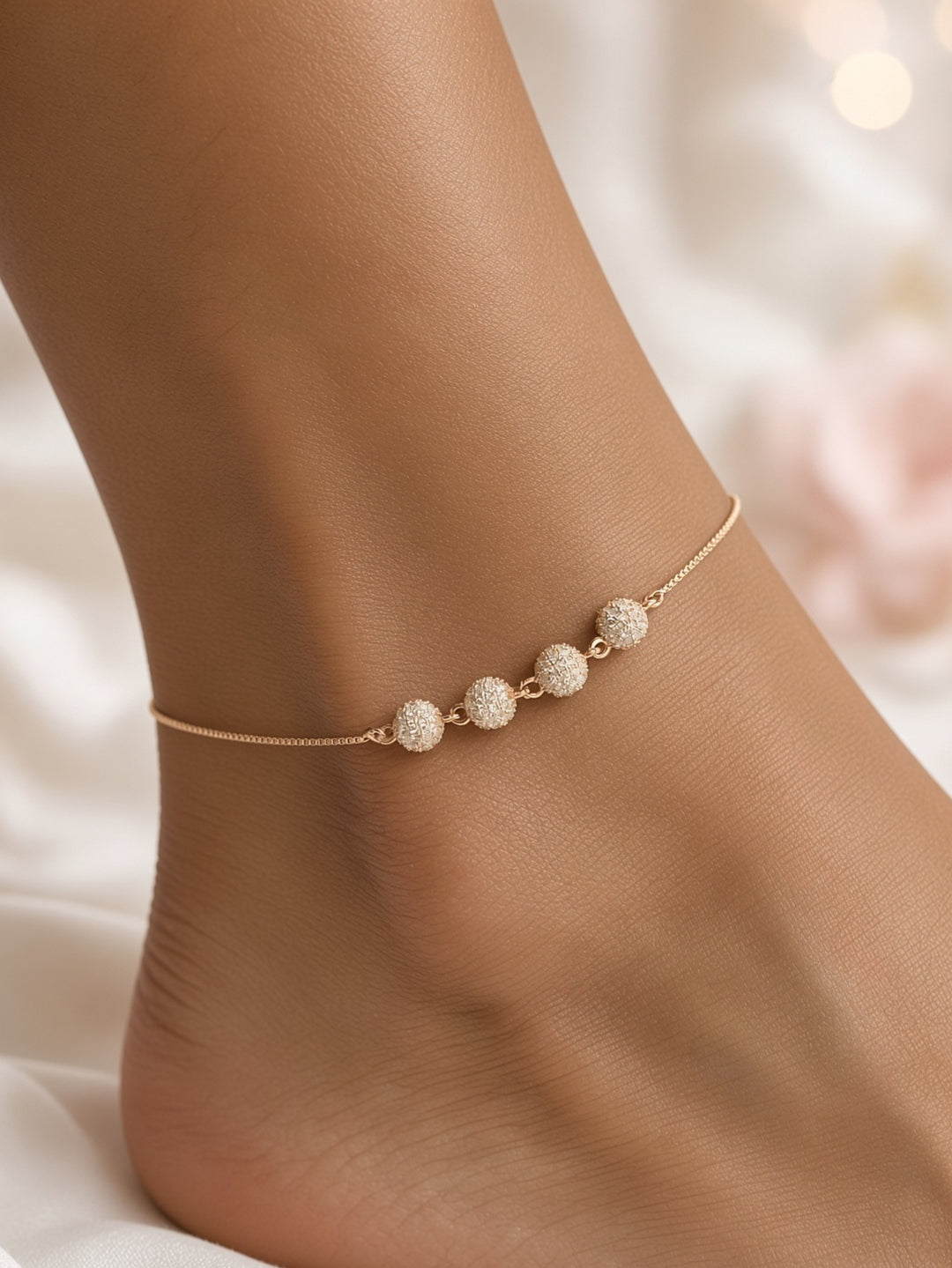 925 Silver Chine Anklet (Rosegold)