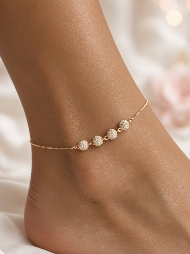 925 Silver Chine Anklet (Rosegold)