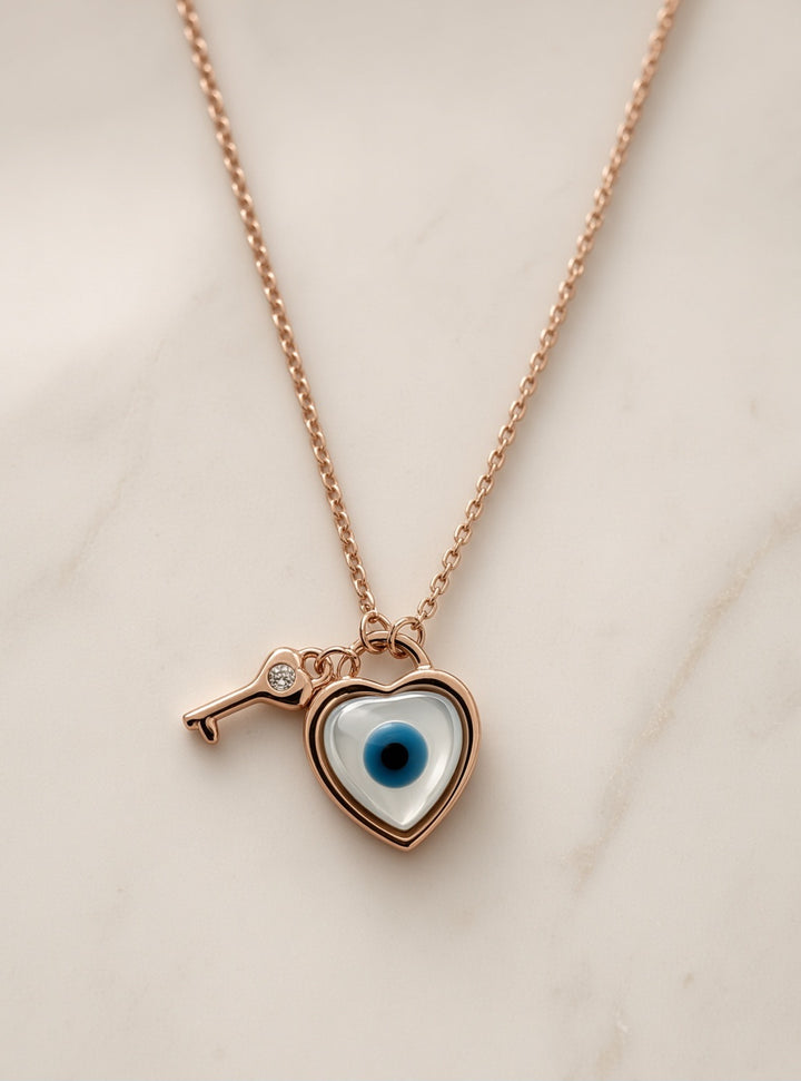 925 Silver Heart Key Pendant