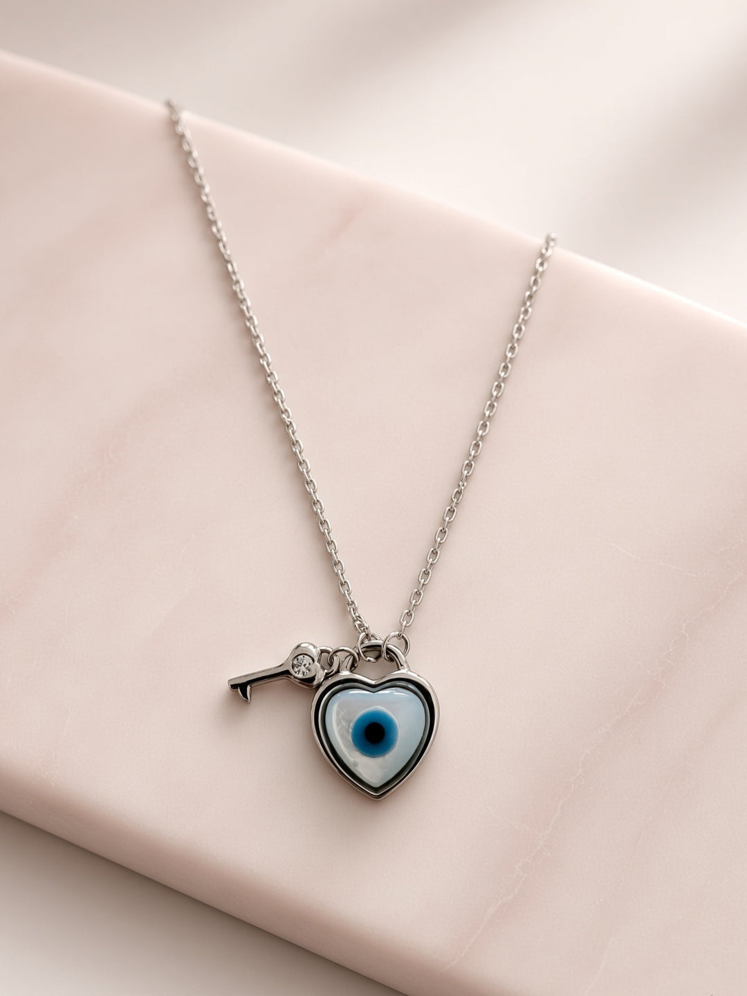 925 Silver Heart Key Pendant