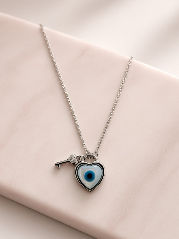 925 Silver Heart Key Pendant
