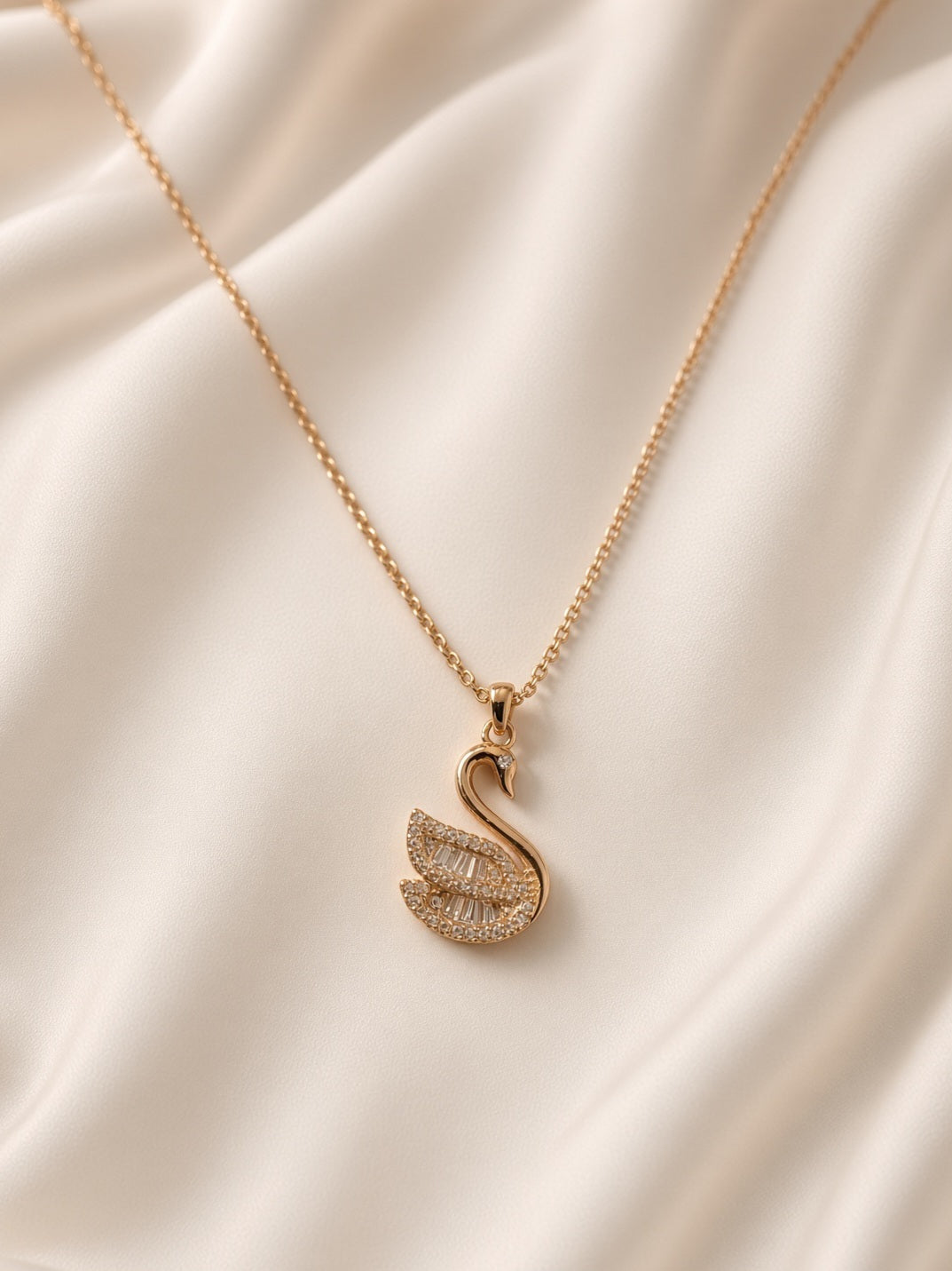 925 Silver Swan Pendant (Rosegold)