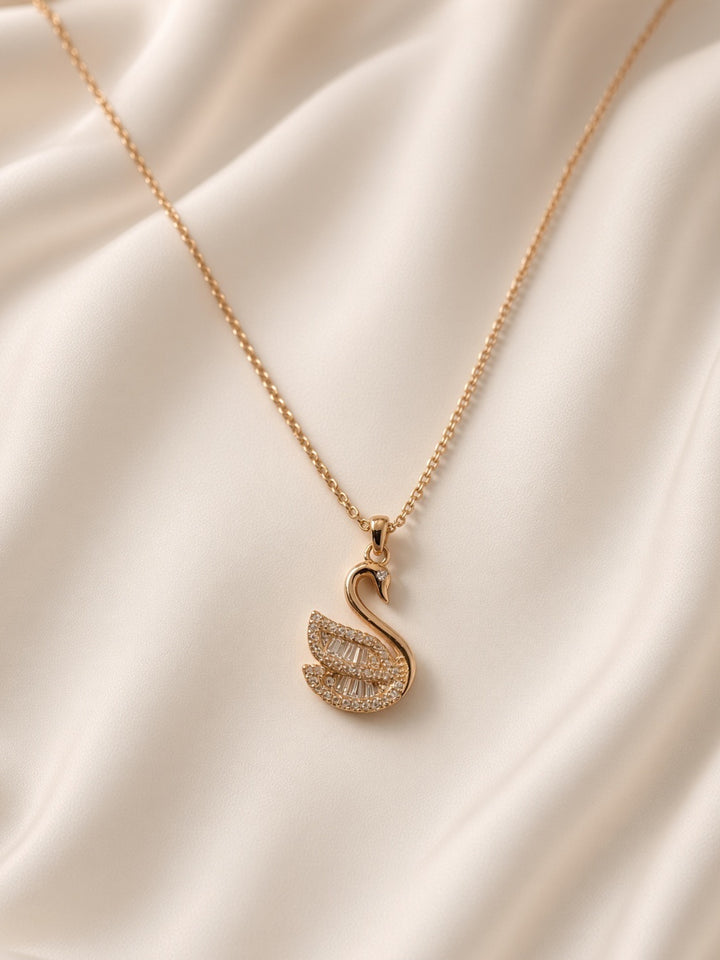 925 Silver Swan Pendant (Rosegold)
