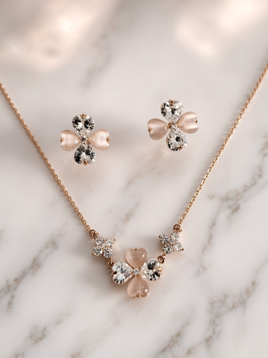 925 Silver Floral Pendant Set