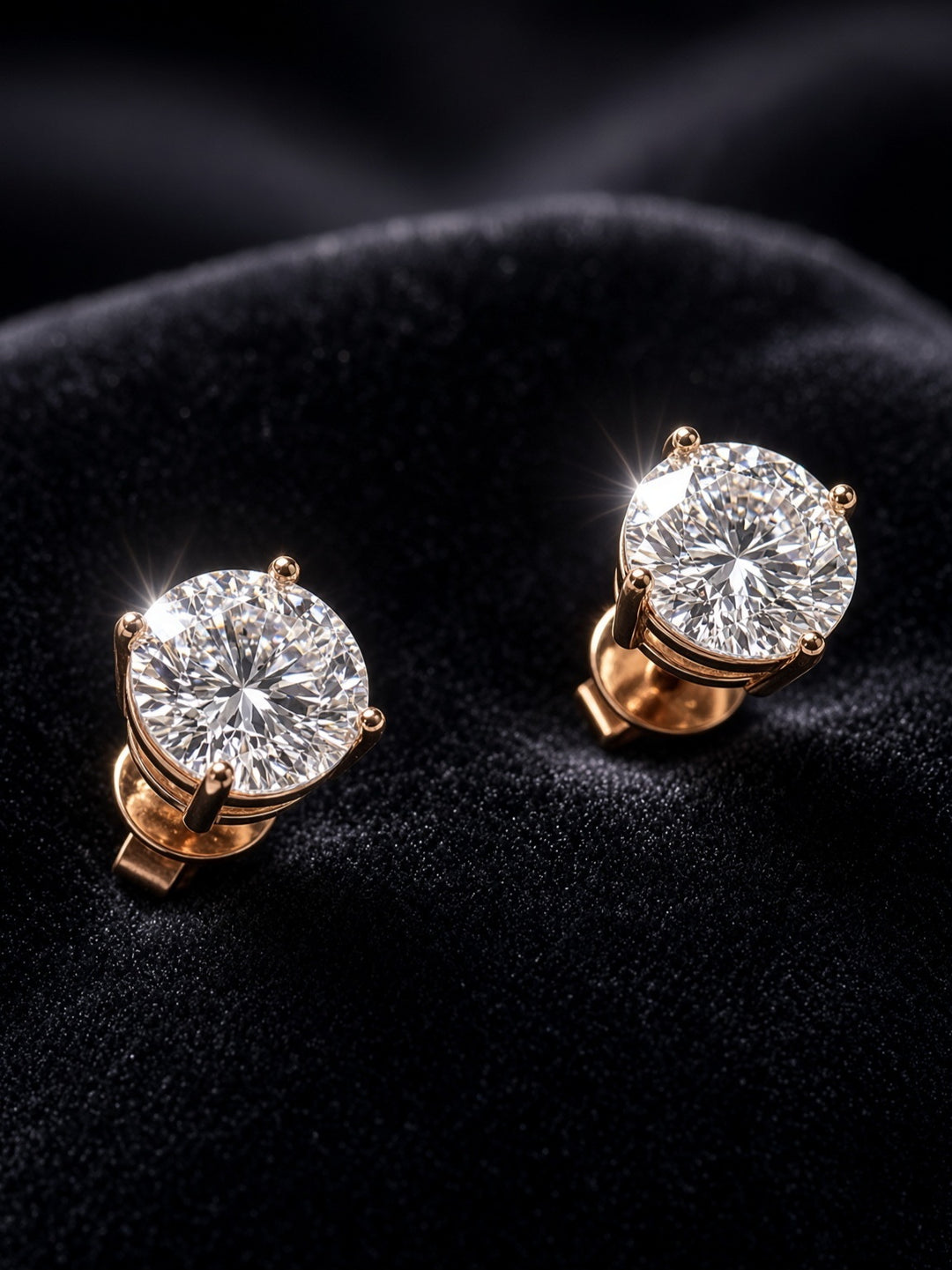 925 Silver Original Moissanite Earrings (Rosegold)