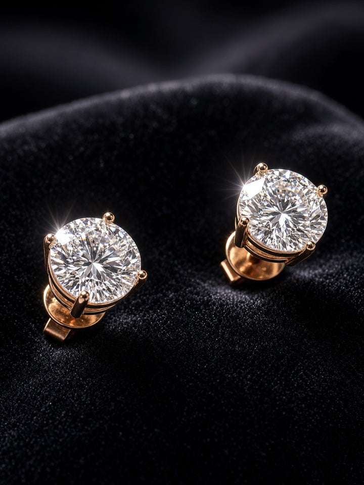925 Silver Original Moissanite Earrings (Rosegold)