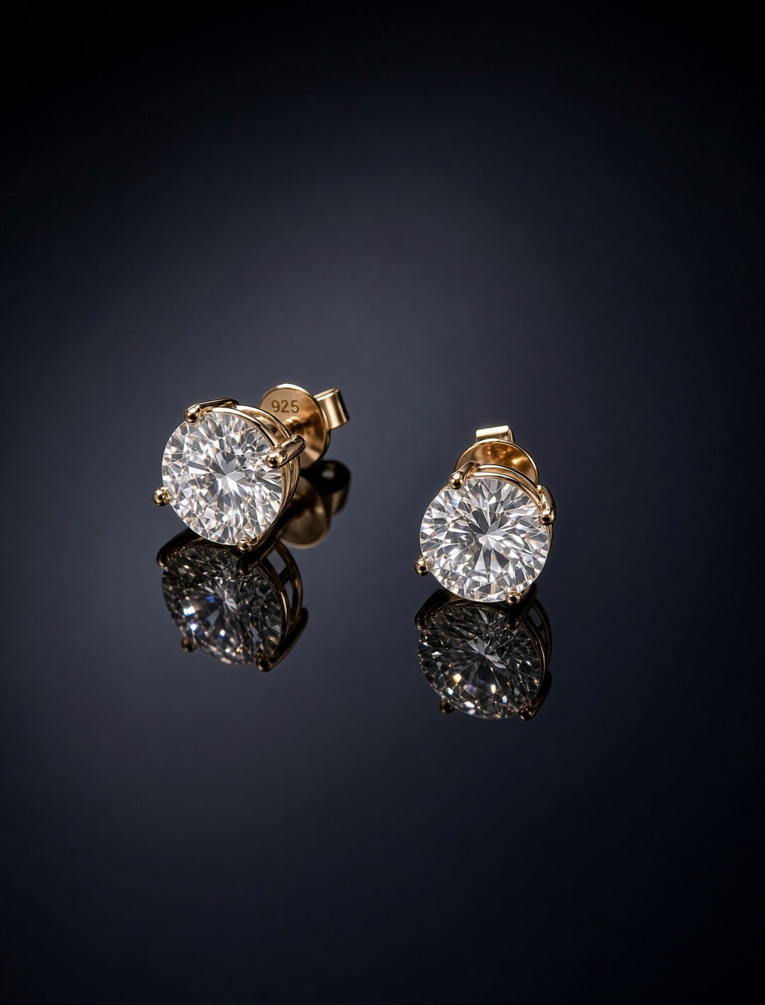 925 Silver Original Moissanite Earrings (Rosegold)