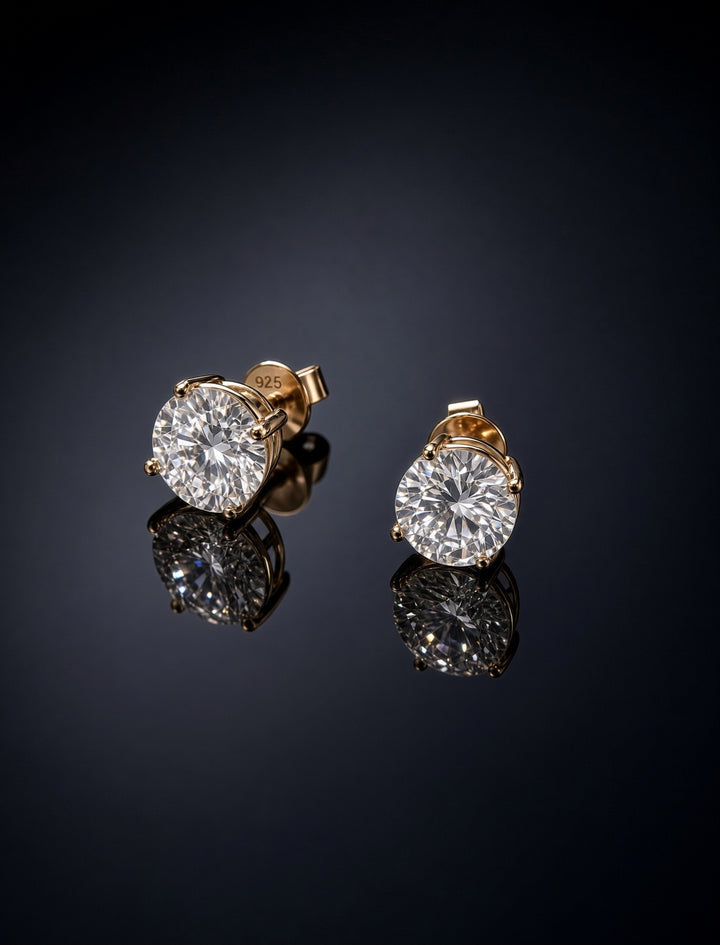 925 Silver Original Moissanite Earrings (Rosegold)