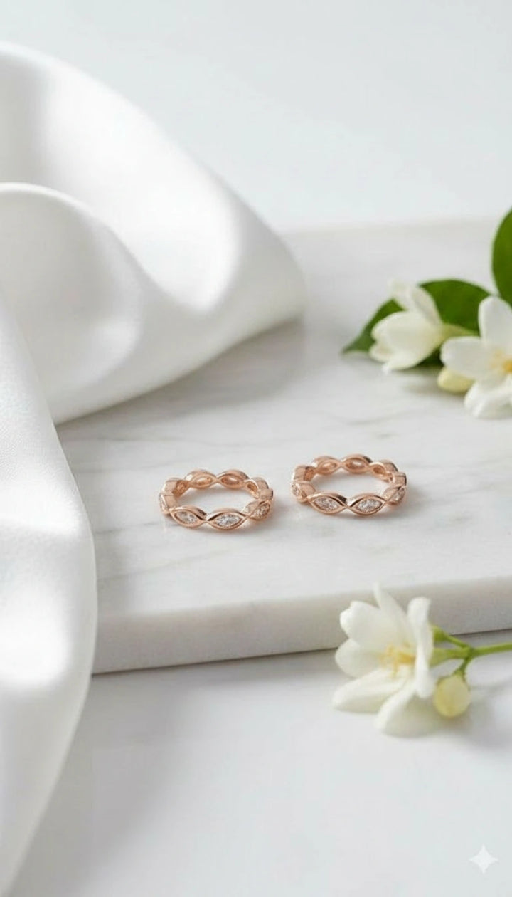Silver Petal Hoops (Rosegold)