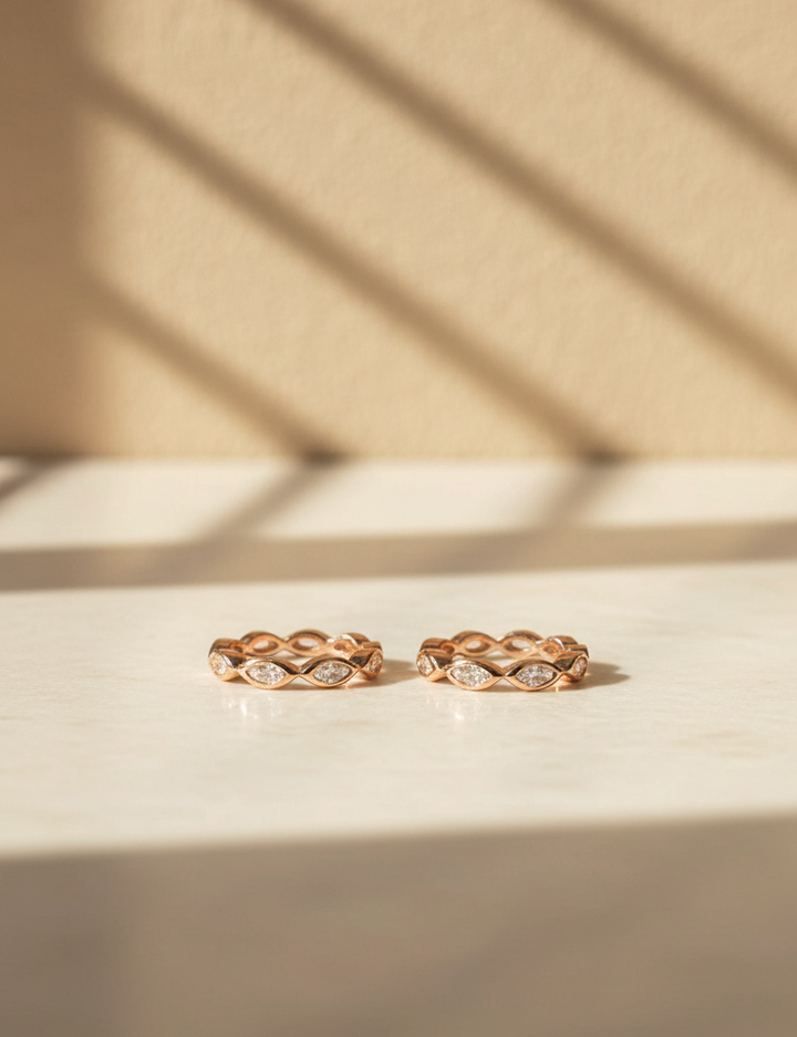 Silver Petal Hoops (Rosegold)