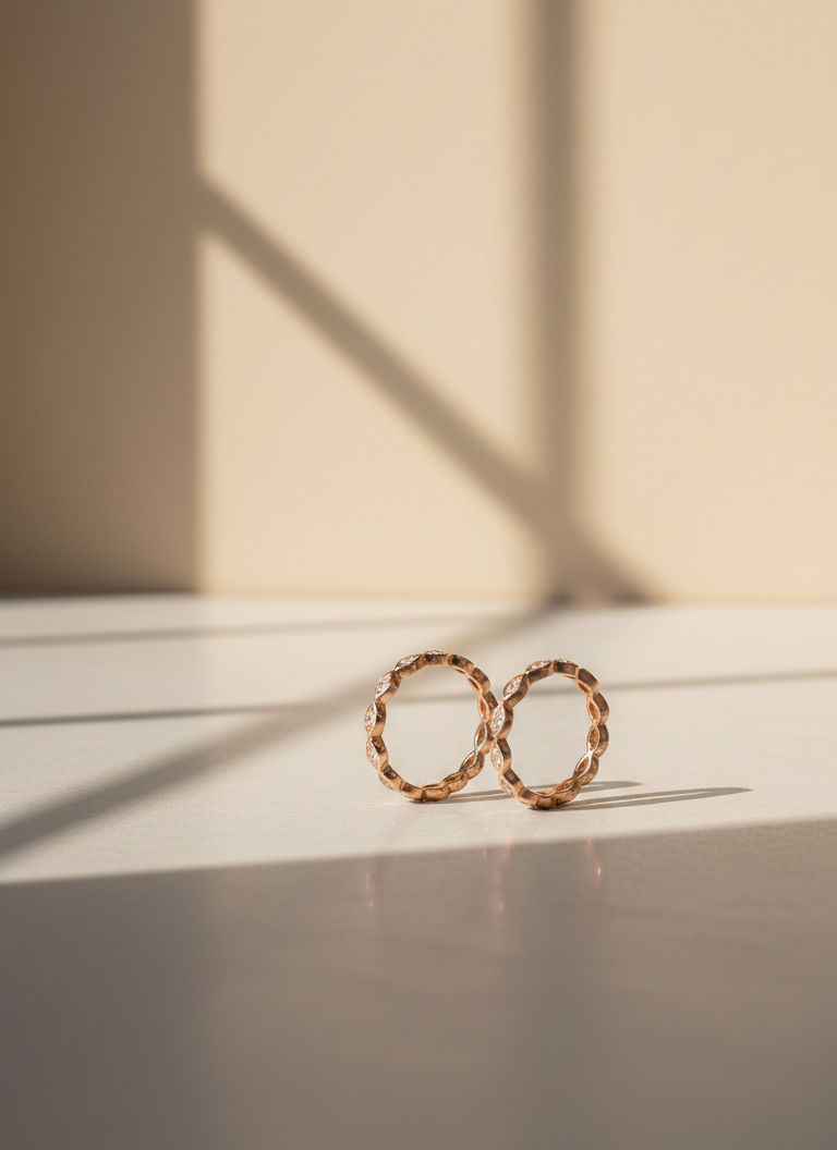 Silver Petal Hoops (Rosegold)