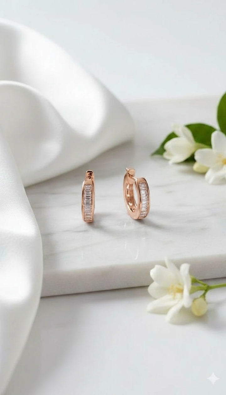 Silver Mozo Hoop Earrings (Rosegold)