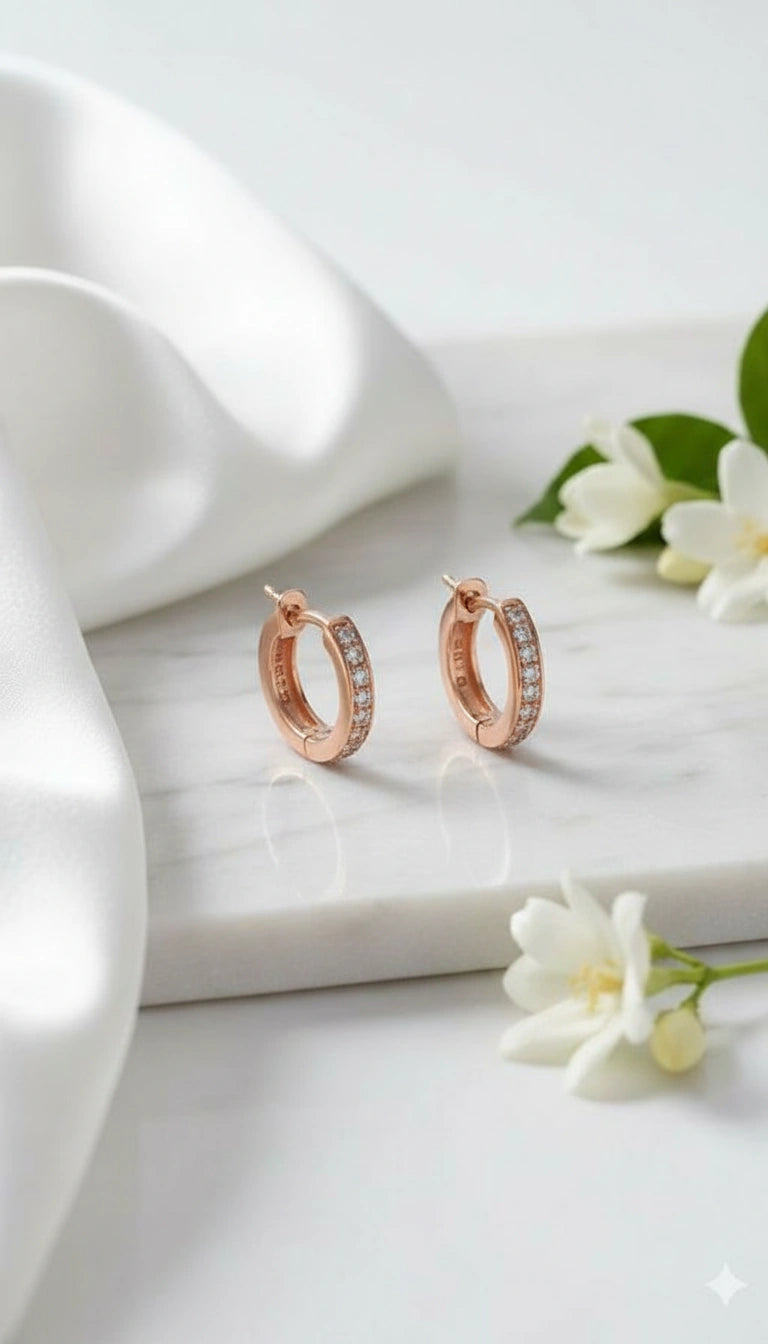 Silver Mini Hoop Earrings (Rosegold)