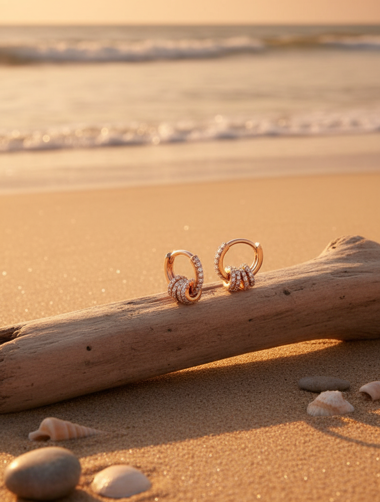 Silver Ring Hoop Earrings (Rosegold)