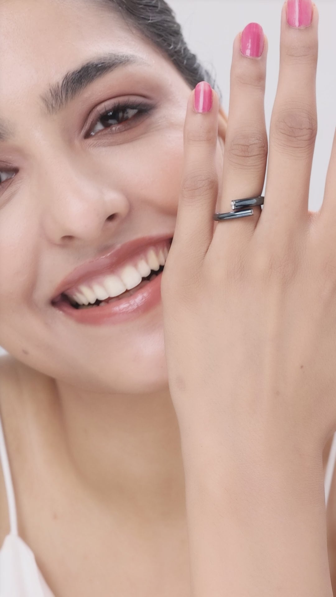 Black Silver Twist Ring