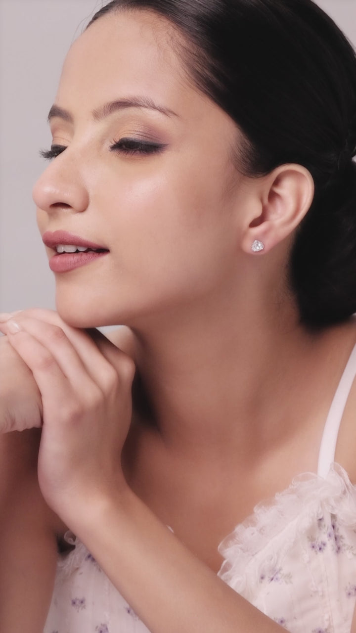 Trillion Beauty Silver Stud Earrings