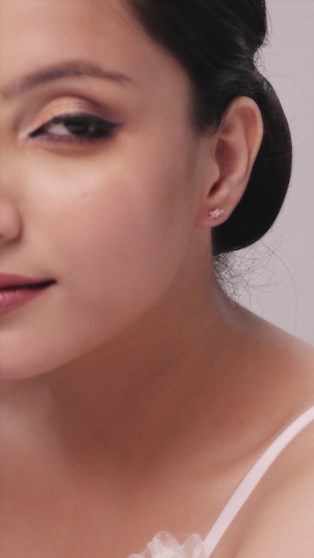 Five Petals Rosy Silver Stud Earrings