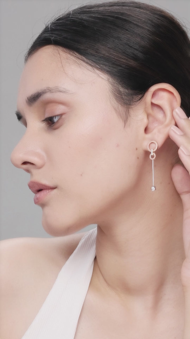 Silver Double Hoop Earrings (Rosegold)
