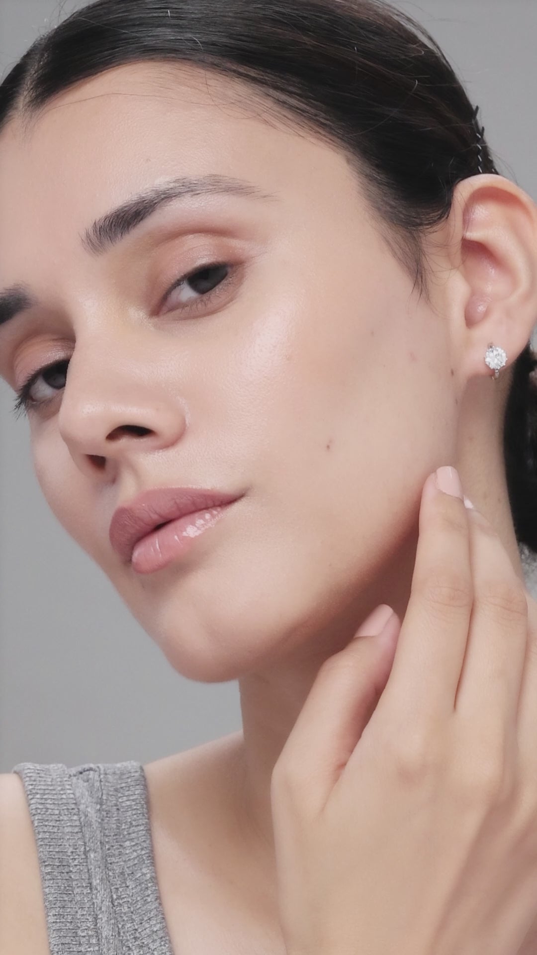 Silver Crystal Moon Earrings