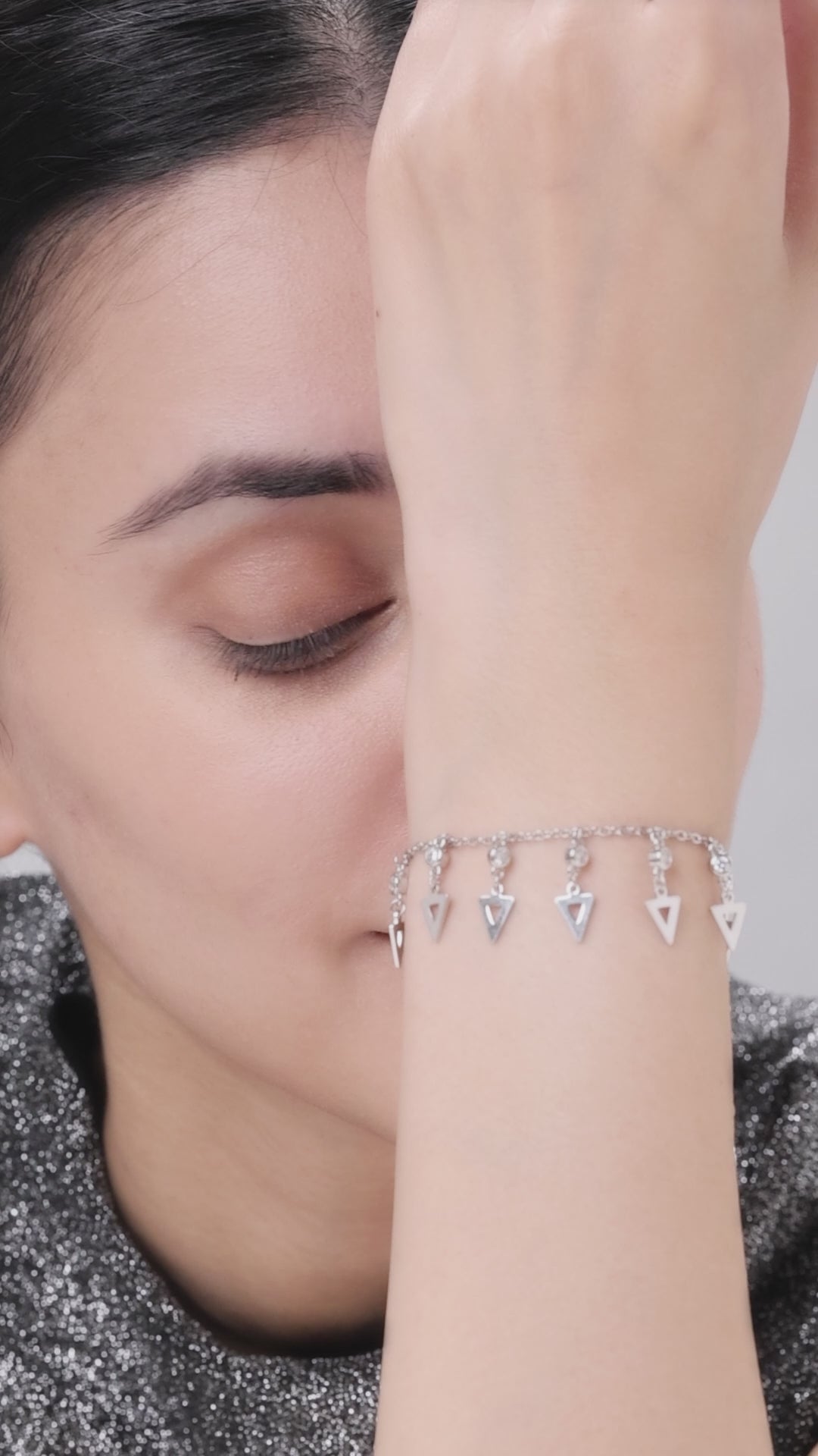 Silver Hanging Triangle Bracelet