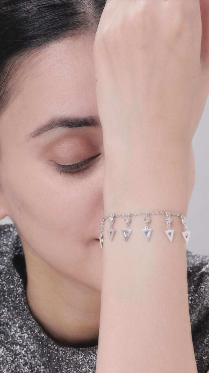 Silver Hanging Triangle Bracelet