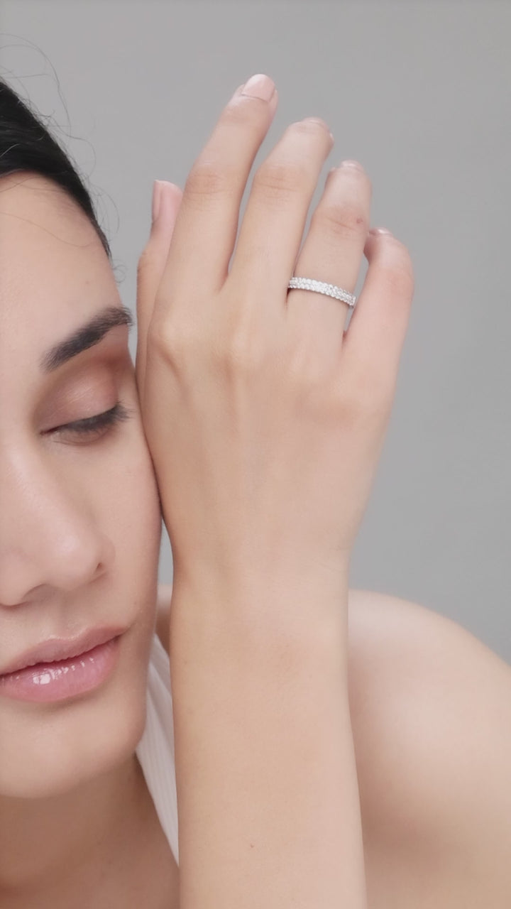 Silver Zirconia Studded Band Ring