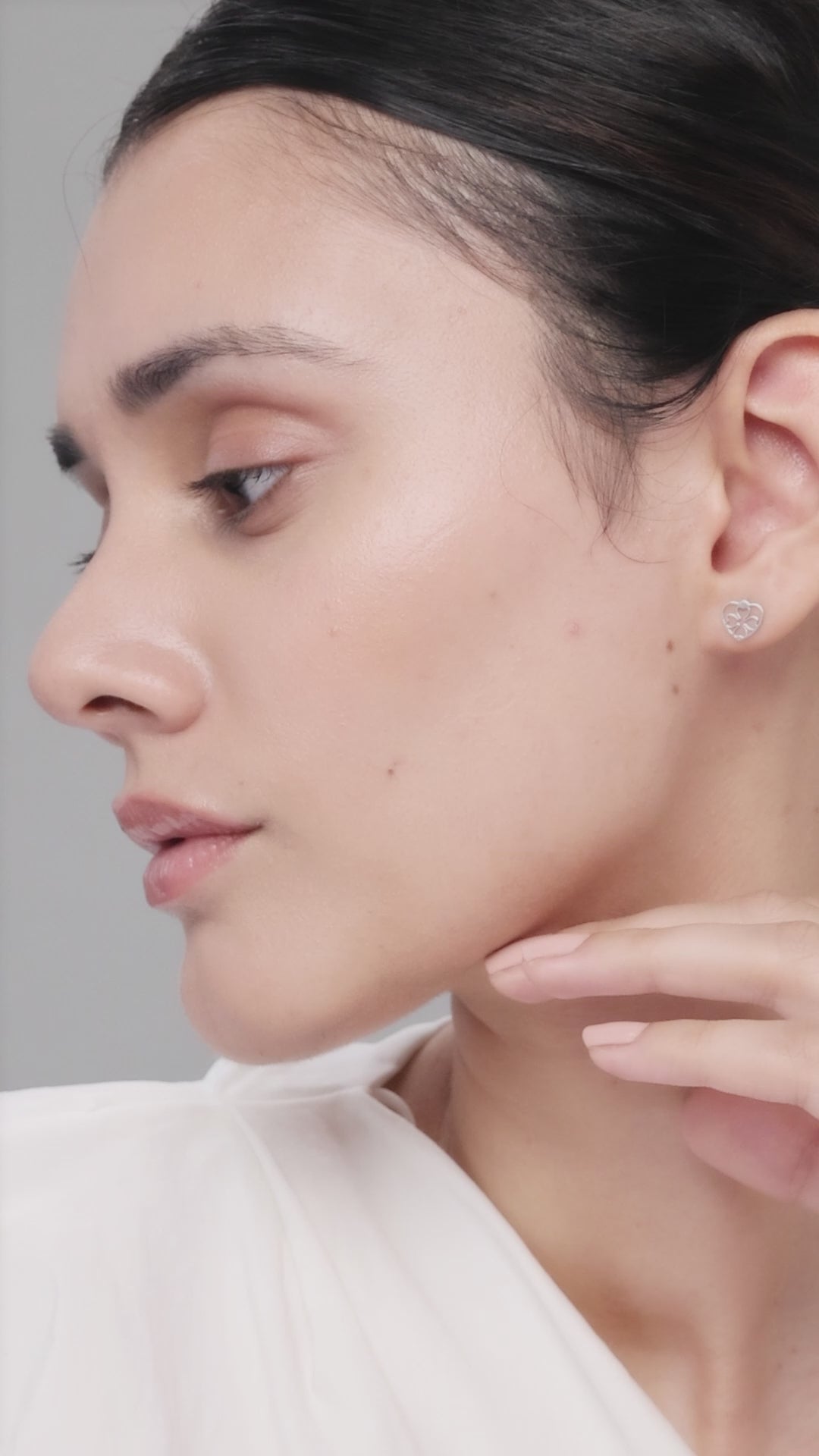 Silver Floral Heart Earrings