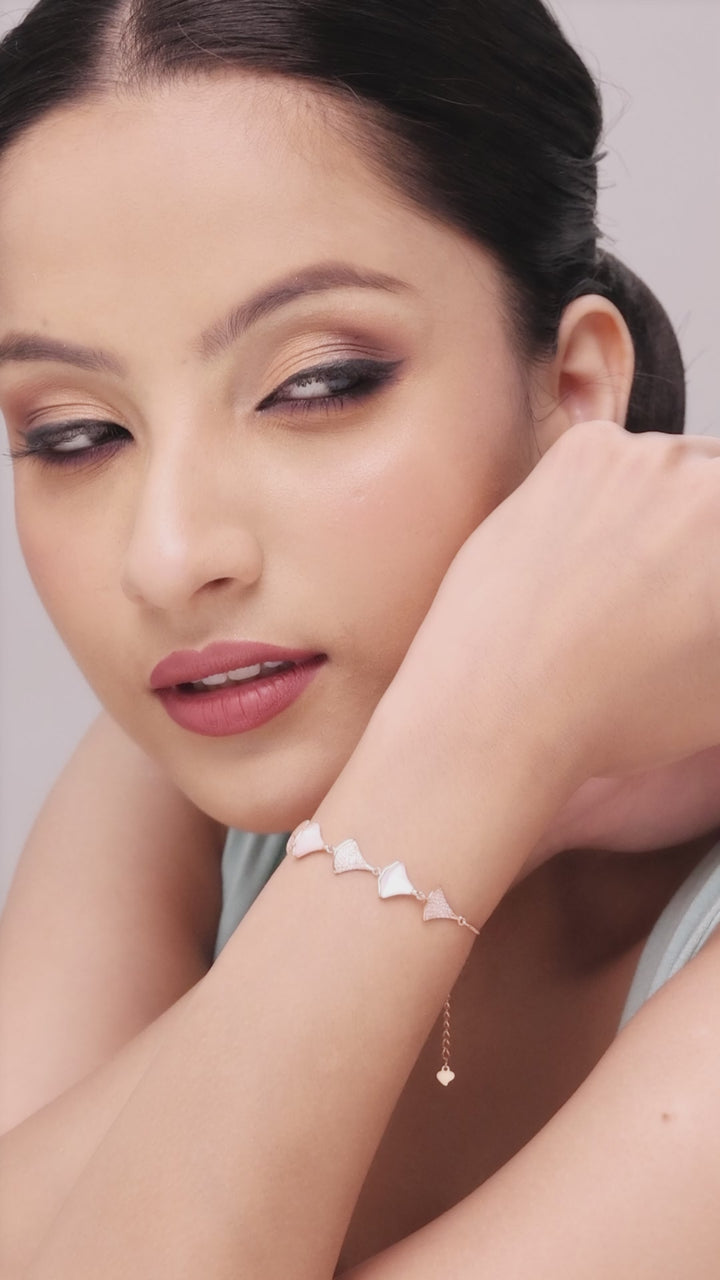Sterling Silver Five Petals Bracelet (Rosegold)