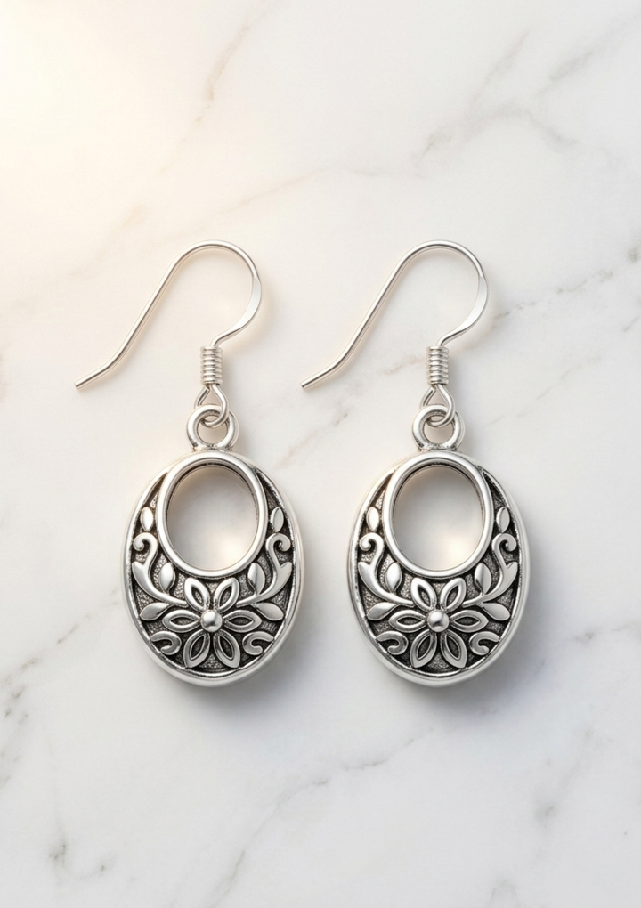 Silver Classy Oval Earrings