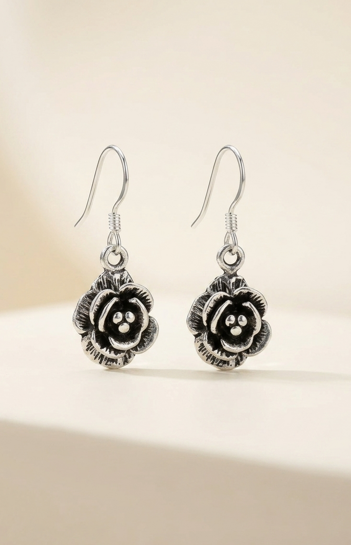Silver Classy Rose Earrings