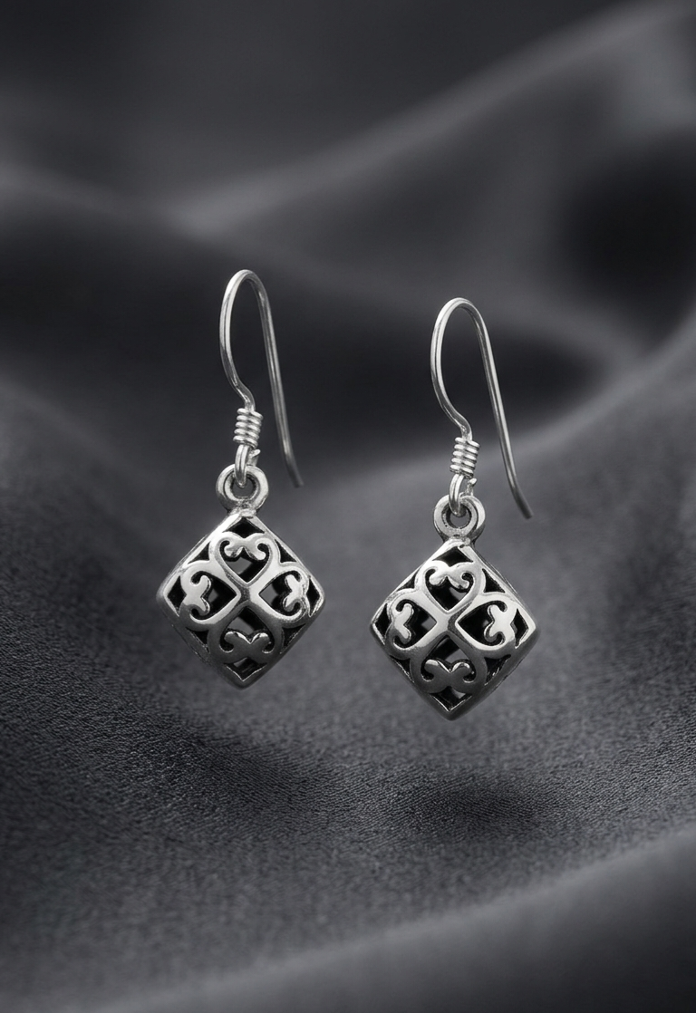 Silver Nima Square Earrings