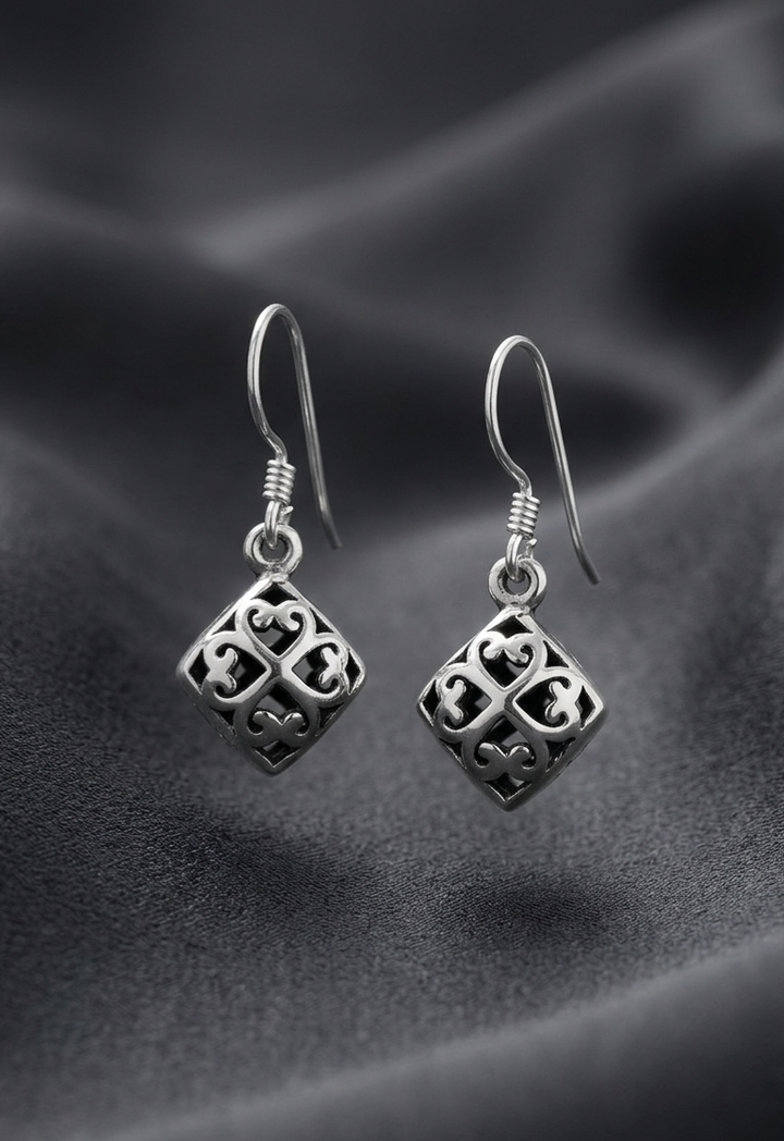 Silver Nima Square Earrings