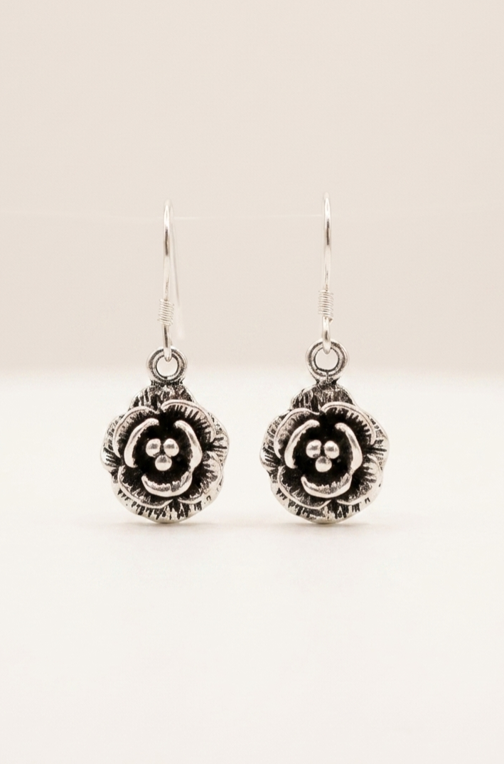 Silver Classy Rose Earrings