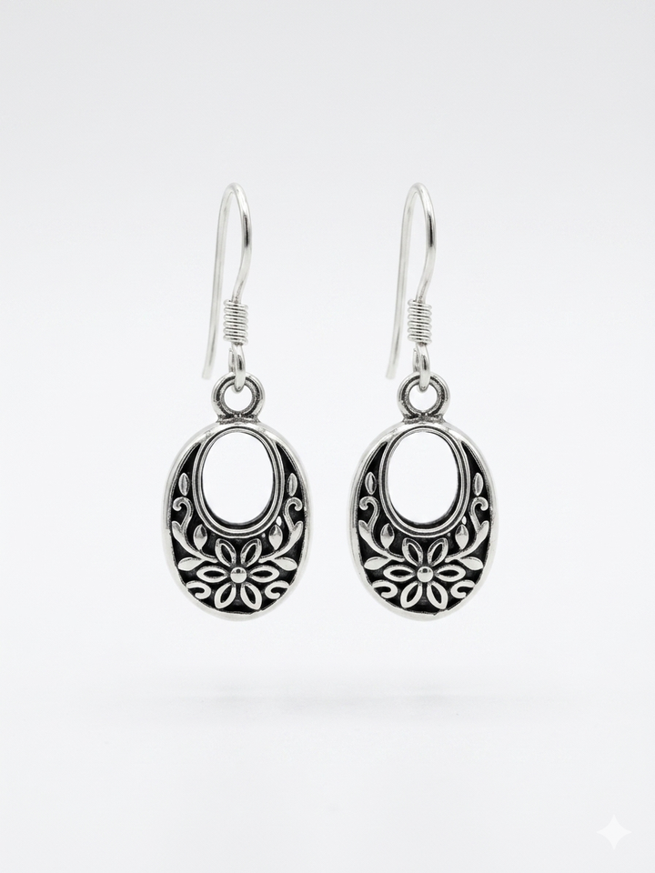 Silver Classy Oval Earrings